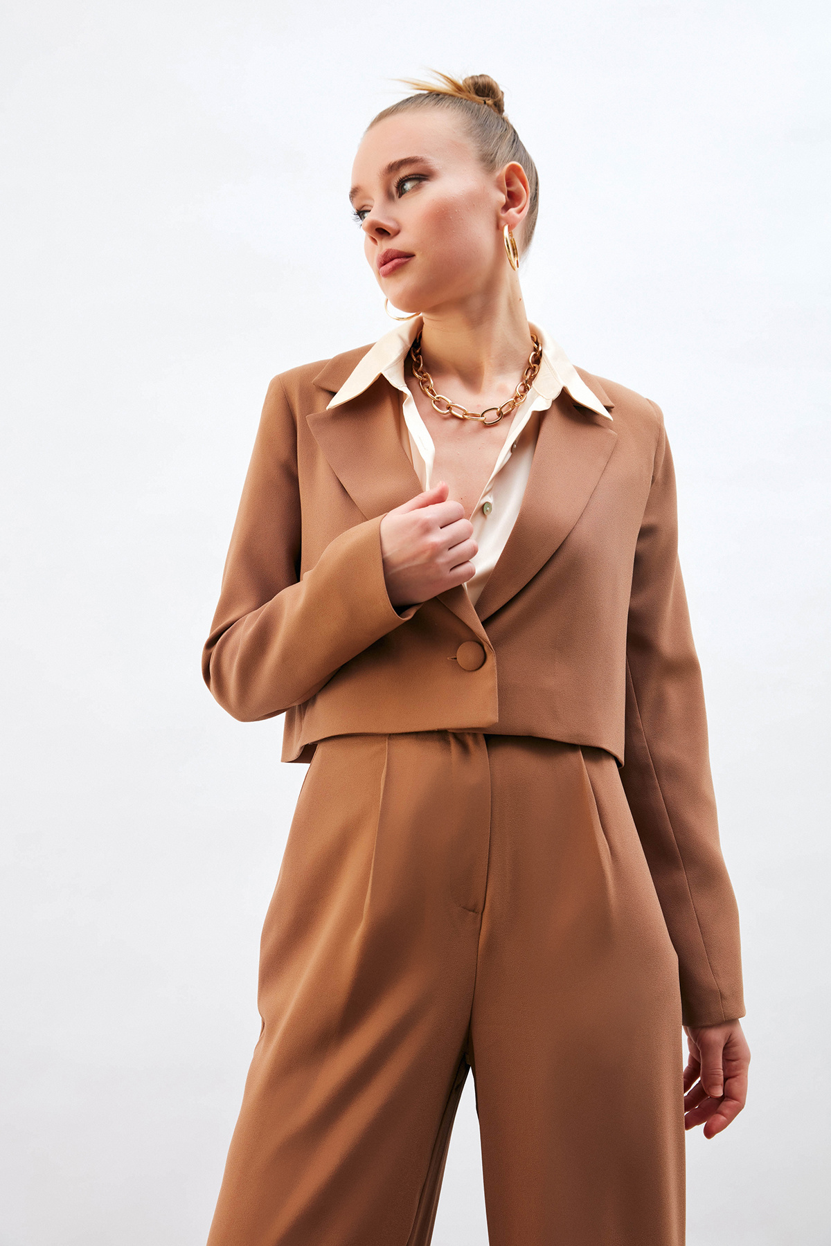 Short Crepe Jacket - MINK