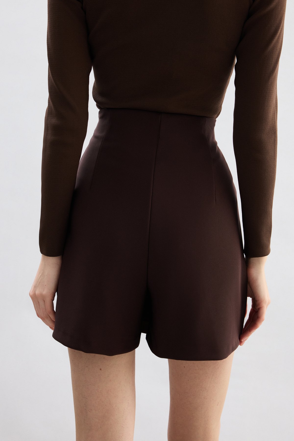 Kısa Şort Etek - Kahve