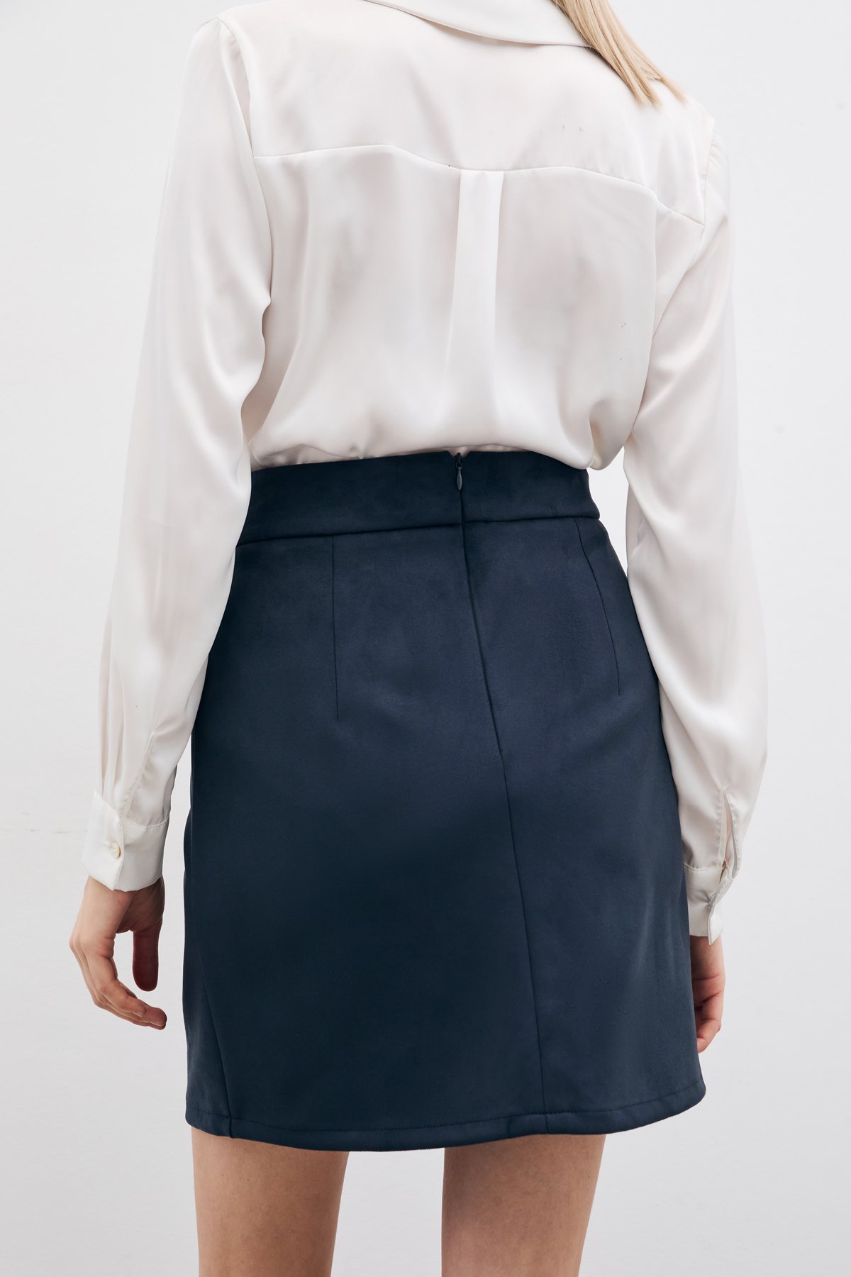 Kısa Süet Etek - Lacivert