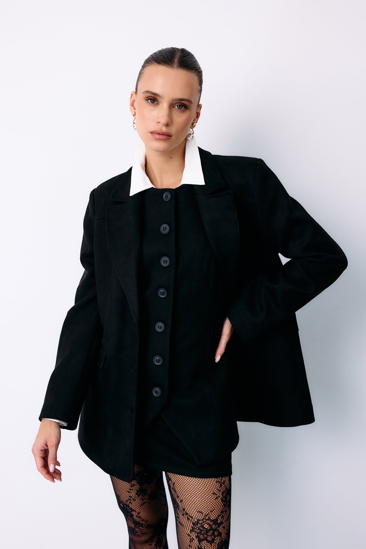 Kısa Süet Etek - SİYAH