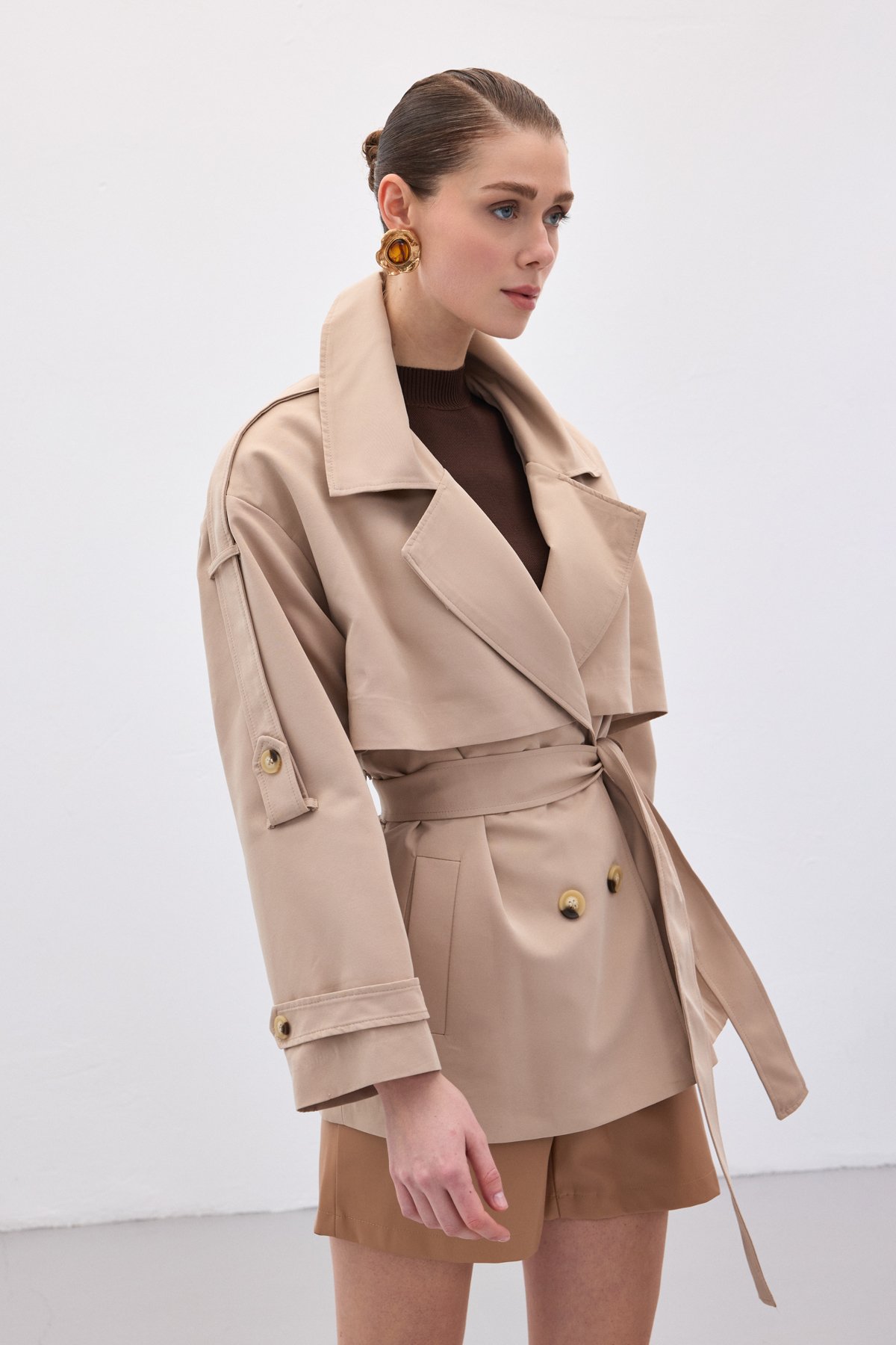 Kısa Trençkot - Bej
