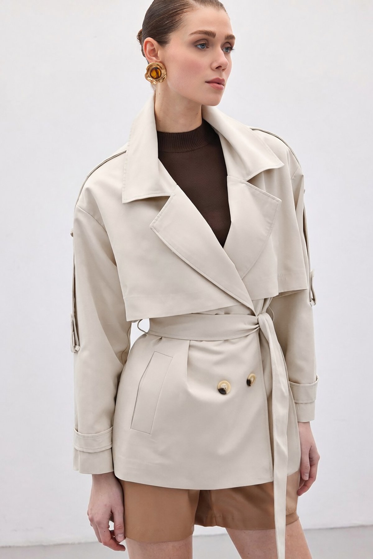 Kısa Trençkot - Taş