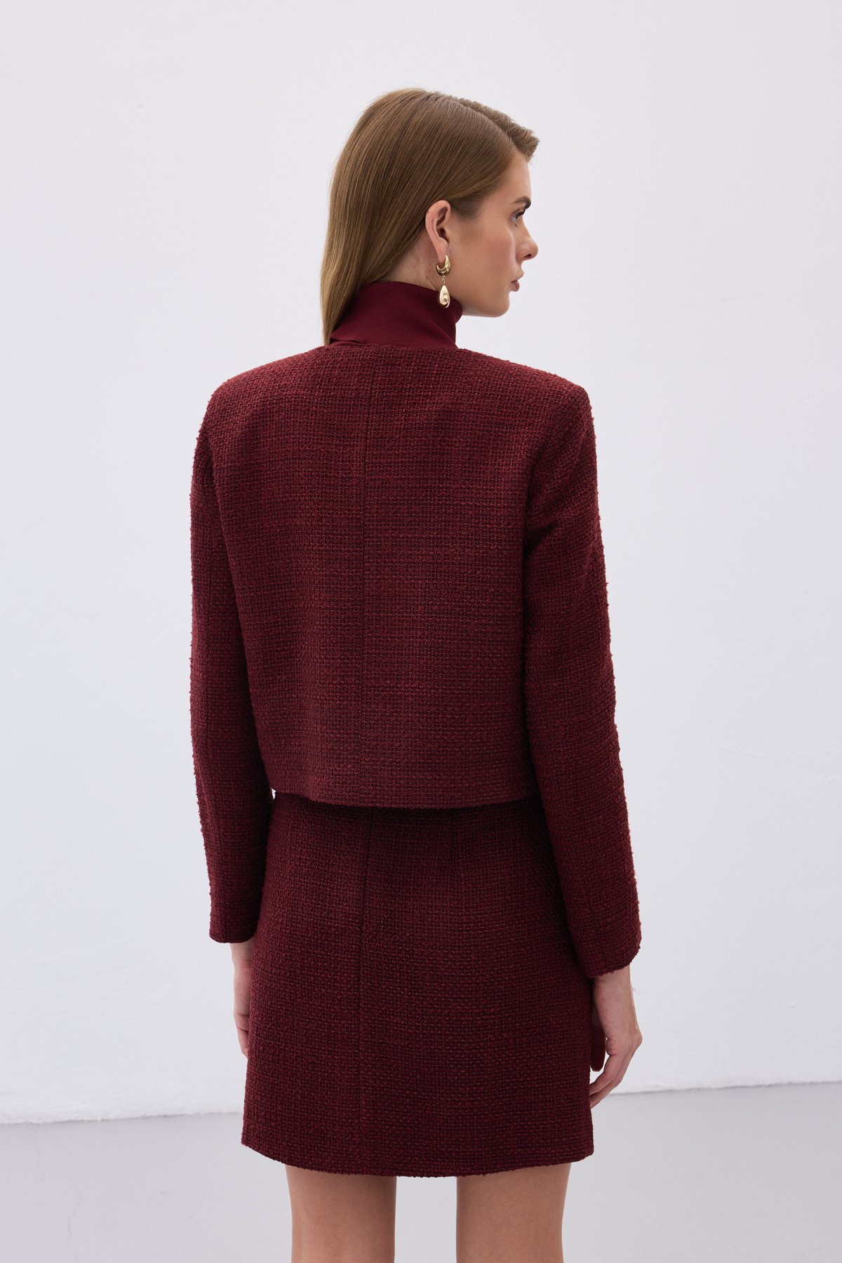 Kısa Tüvit Ceket - Bordo