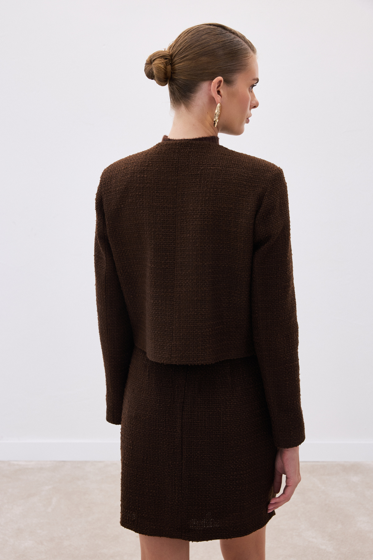 Kısa Tüvit Ceket - Kahve