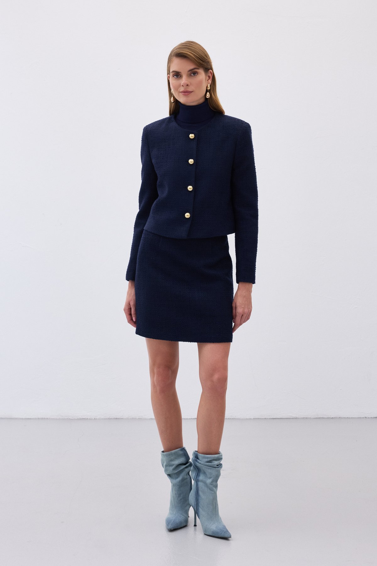 Kısa Tüvit Ceket - Lacivert
