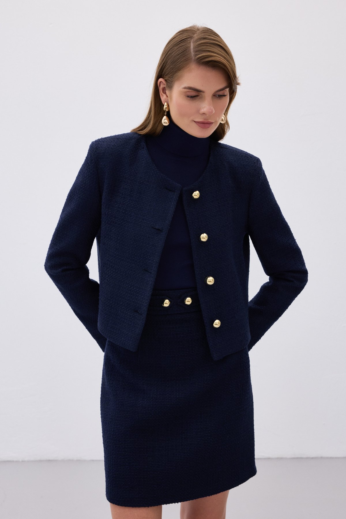 Kısa Tüvit Ceket - Lacivert