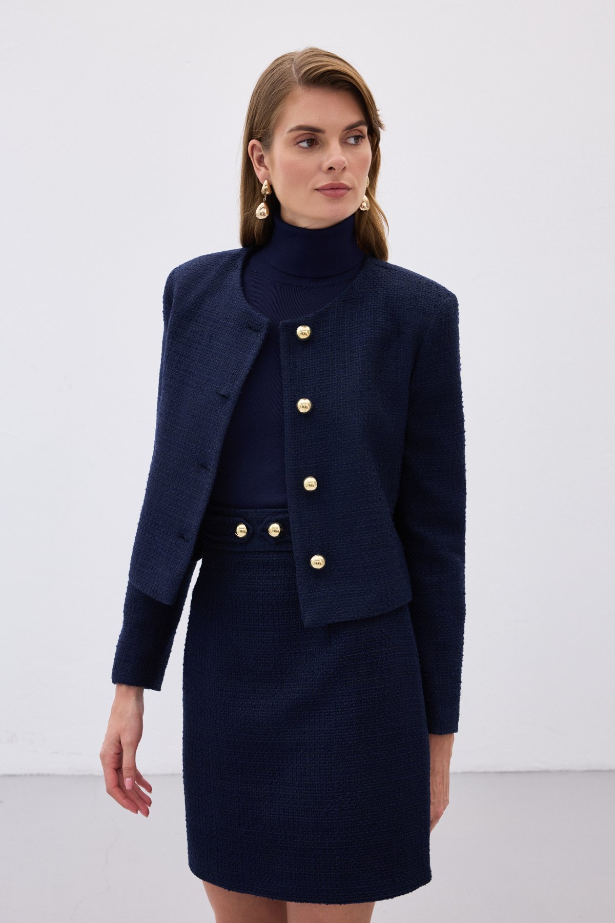 Kısa Tüvit Ceket - Lacivert