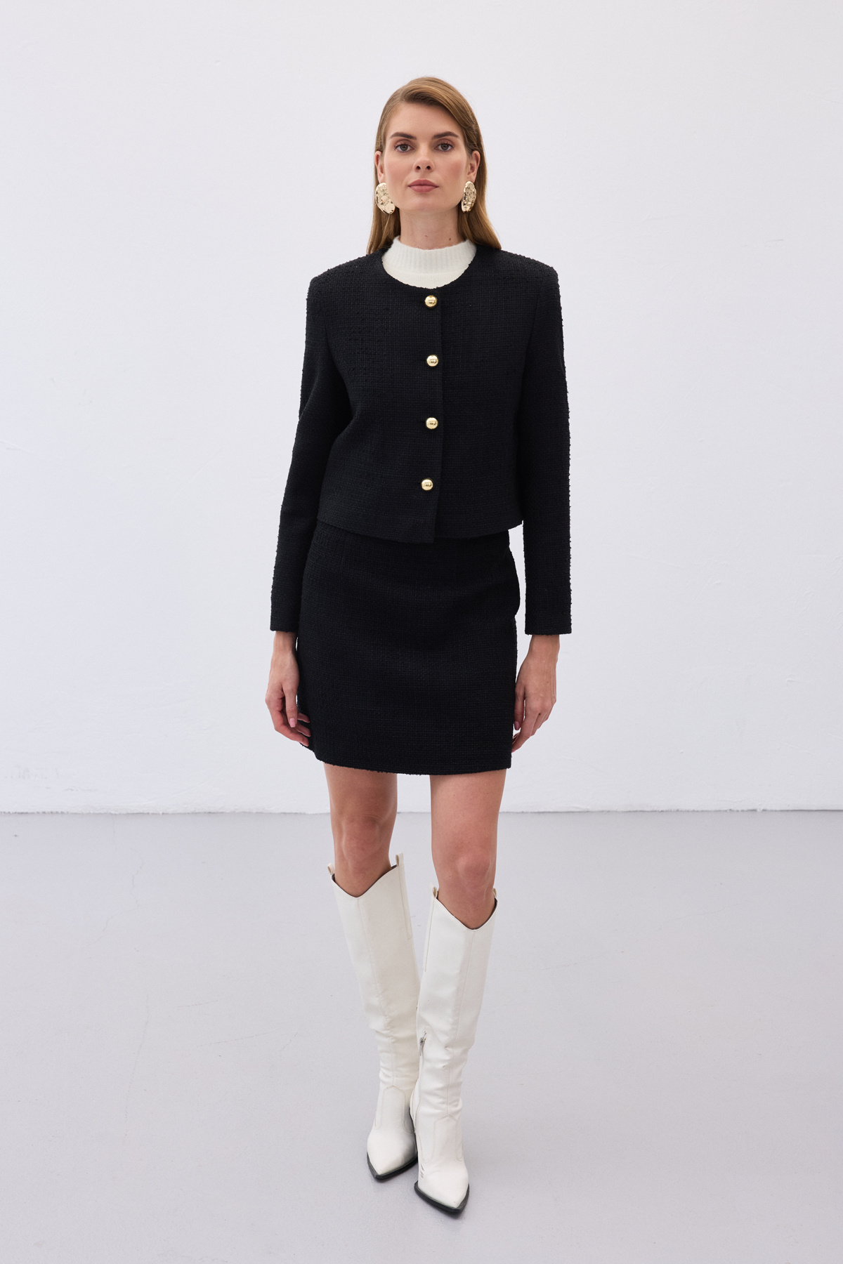 Kısa Tüvit Ceket - Siyah