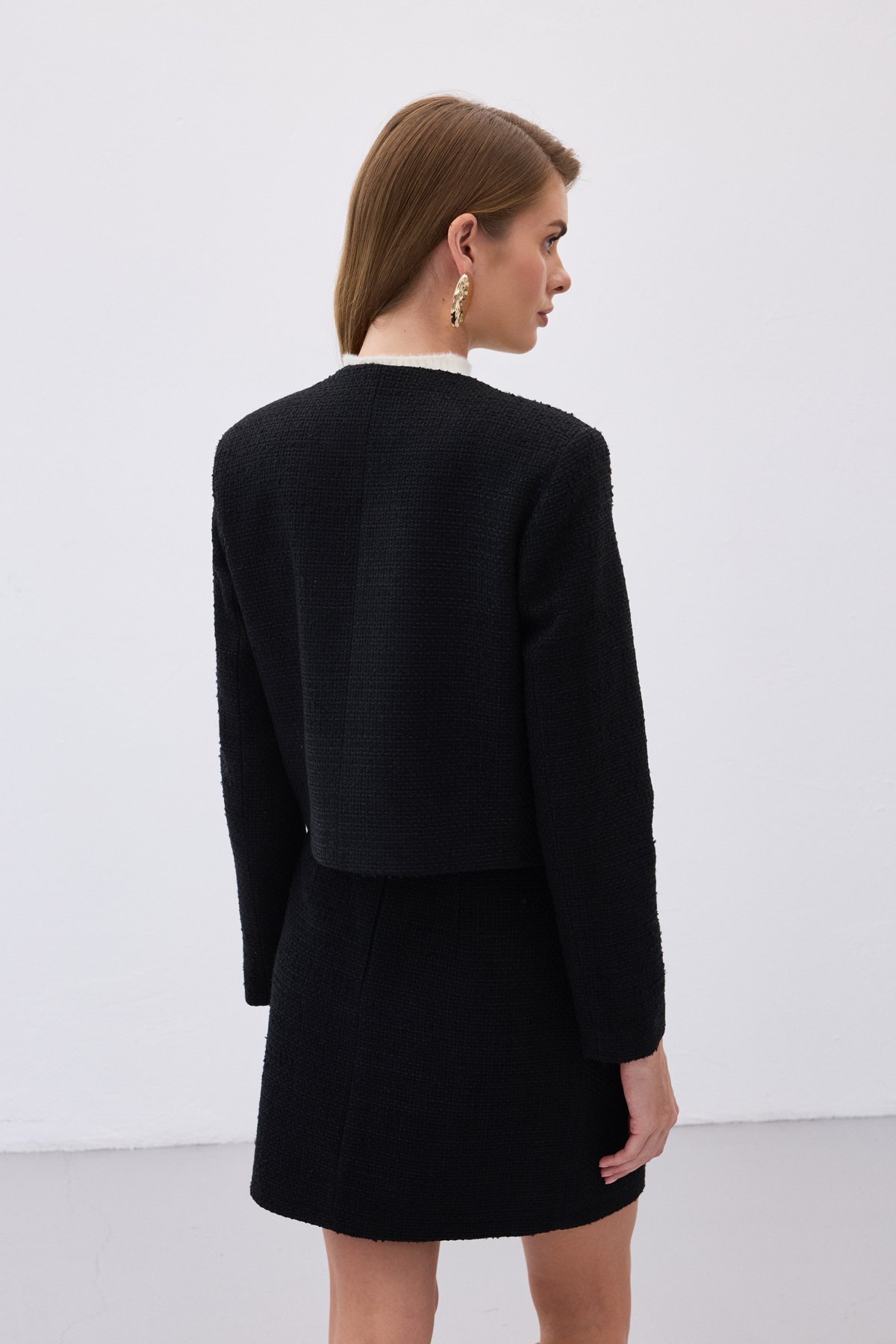 Kısa Tüvit Ceket - Siyah