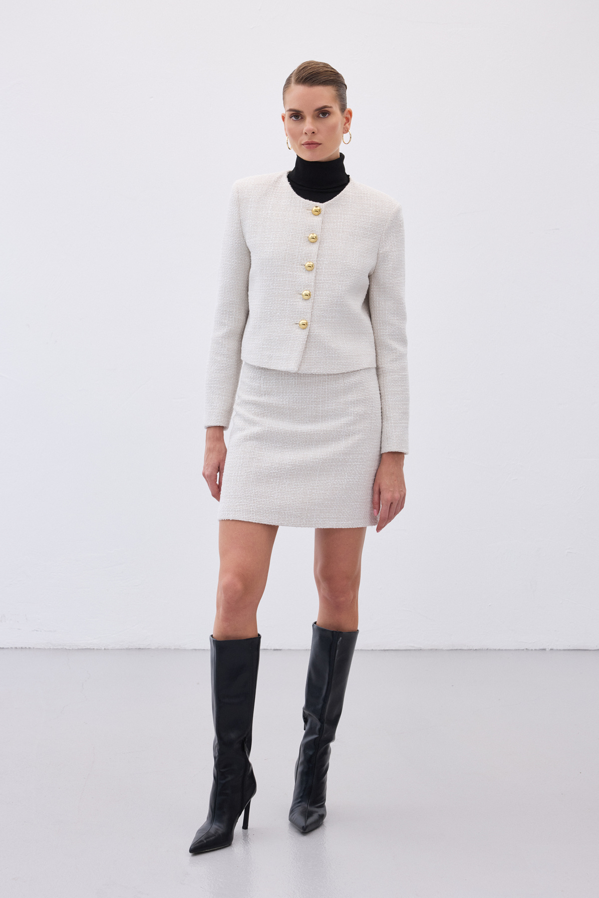 Kısa Tüvit Ceket - Taş