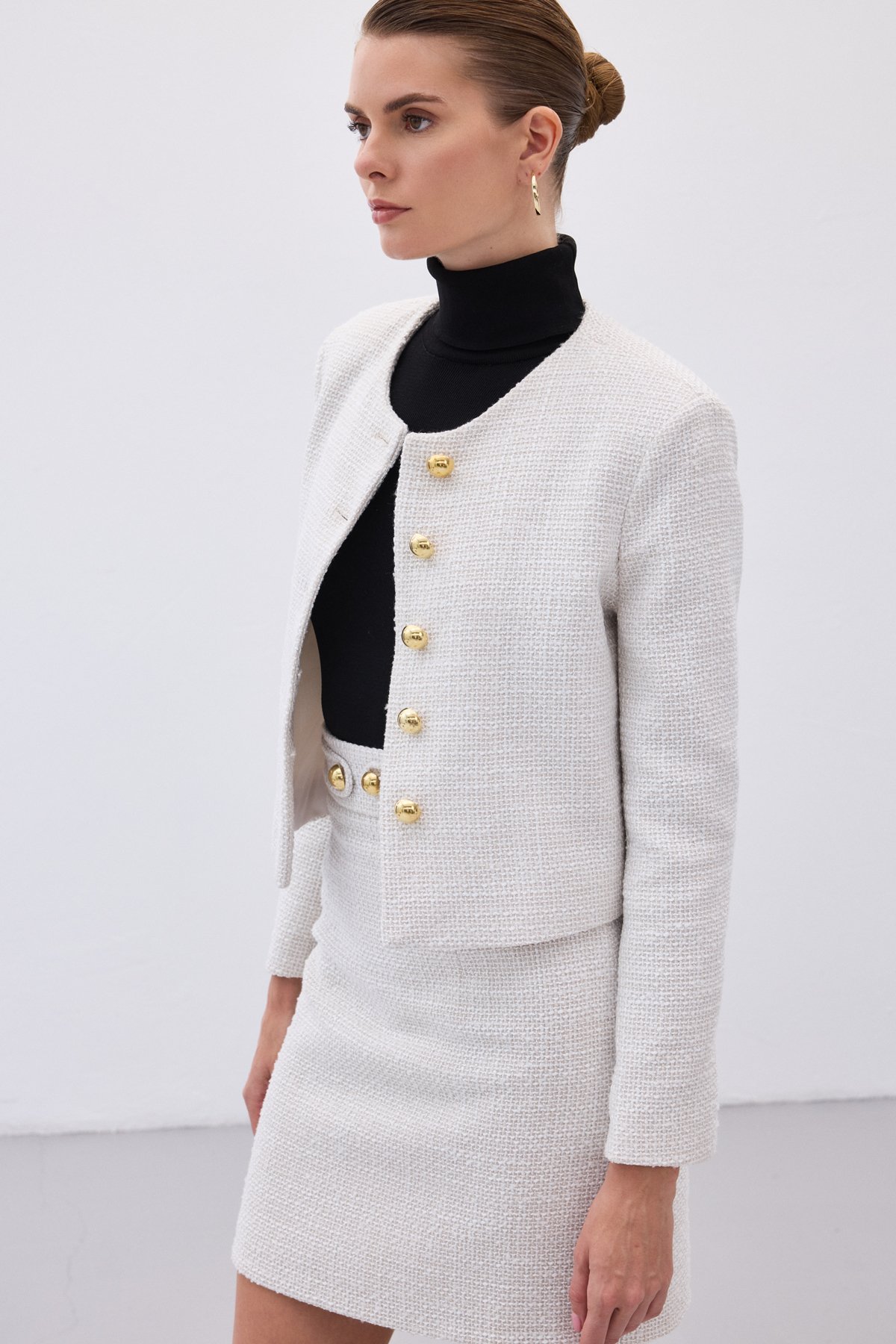 Kısa Tüvit Ceket - Taş