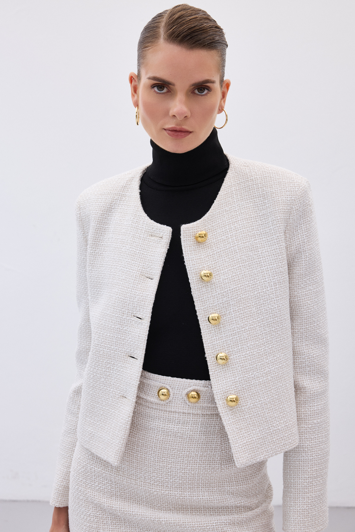 Kısa Tüvit Ceket - Taş