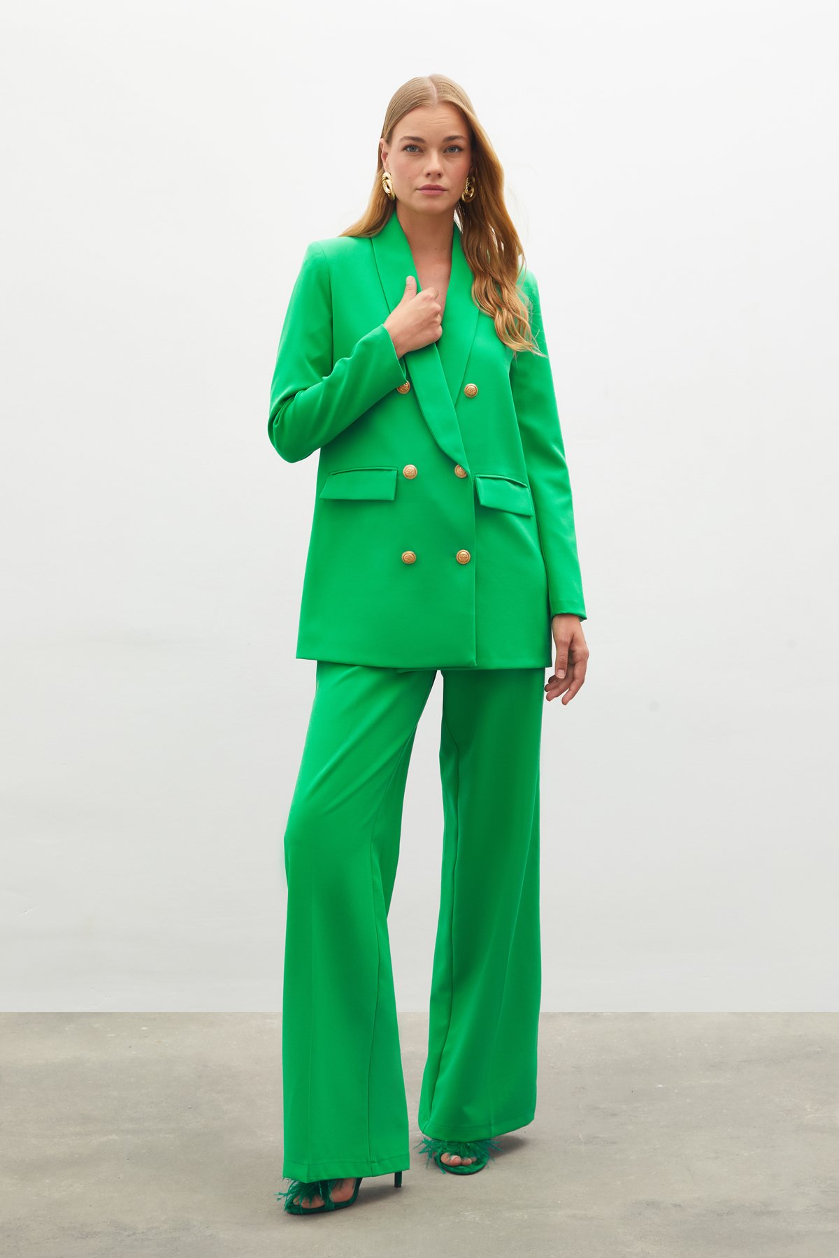 Klasik Bol Paça Pantolon - YEŞİL