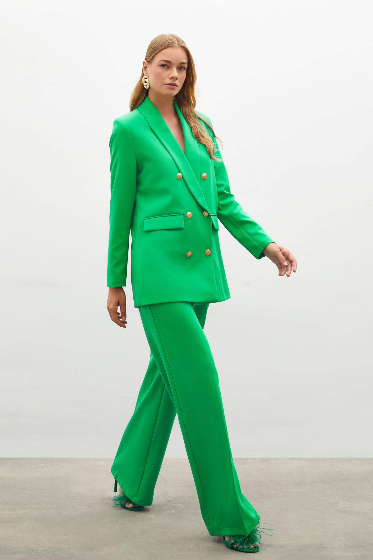 Klasik Bol Paça Pantolon - YEŞİL