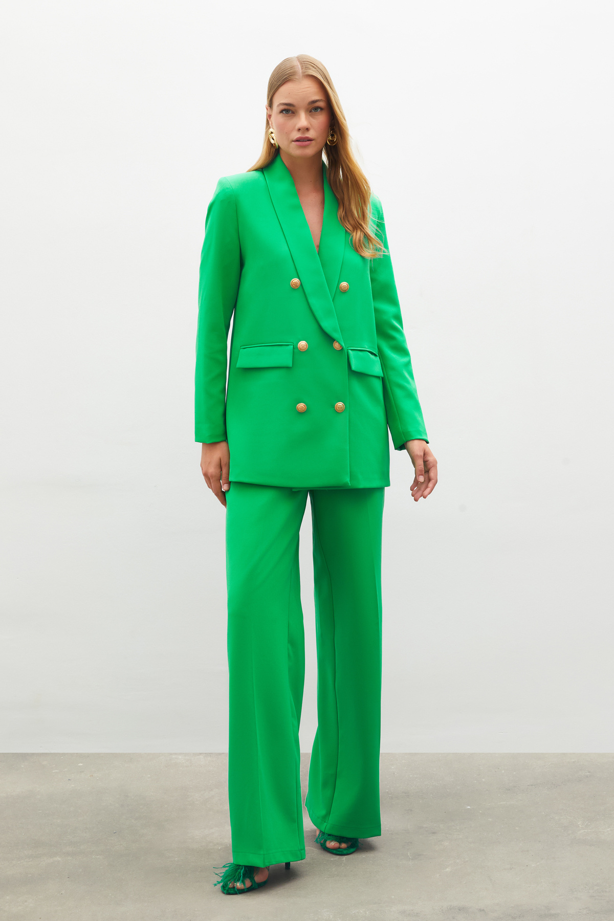 Klasik Bol Paça Pantolon - YEŞİL