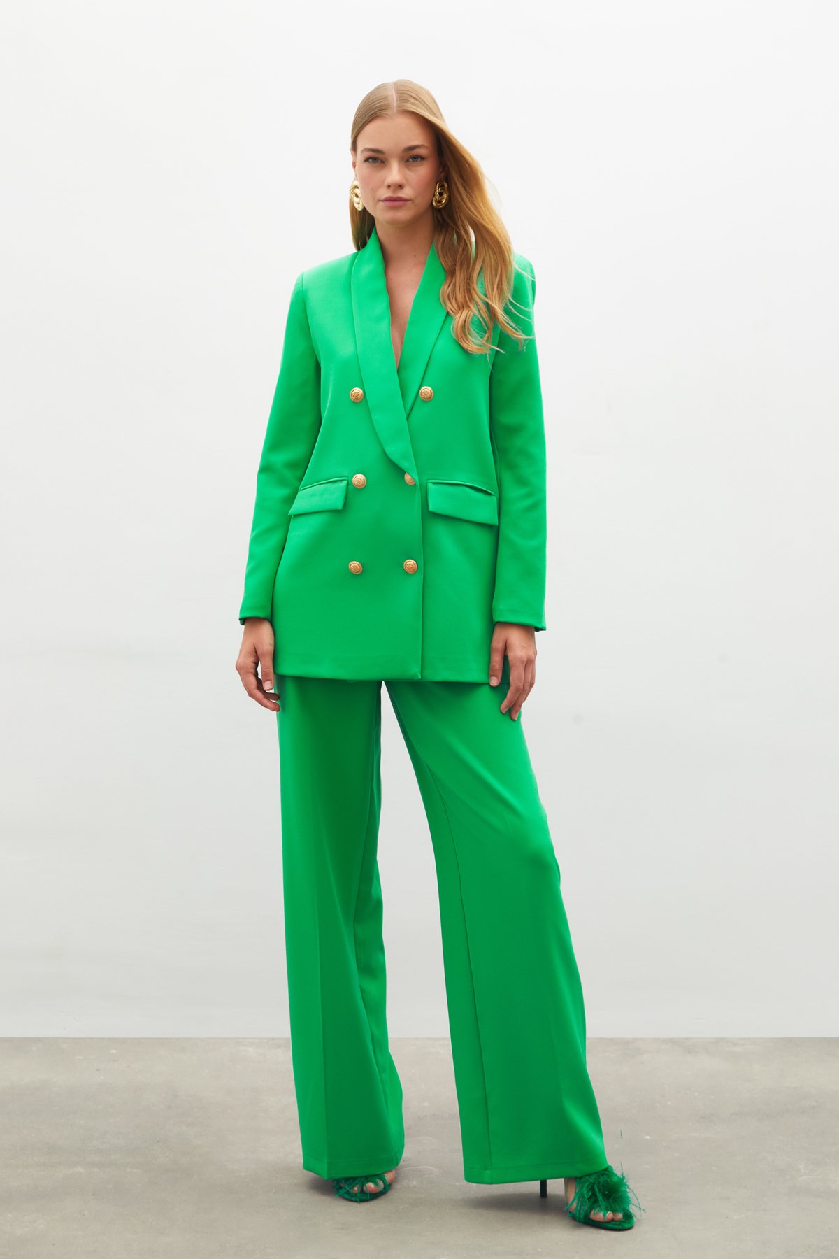 Klasik Bol Paça Pantolon - YEŞİL