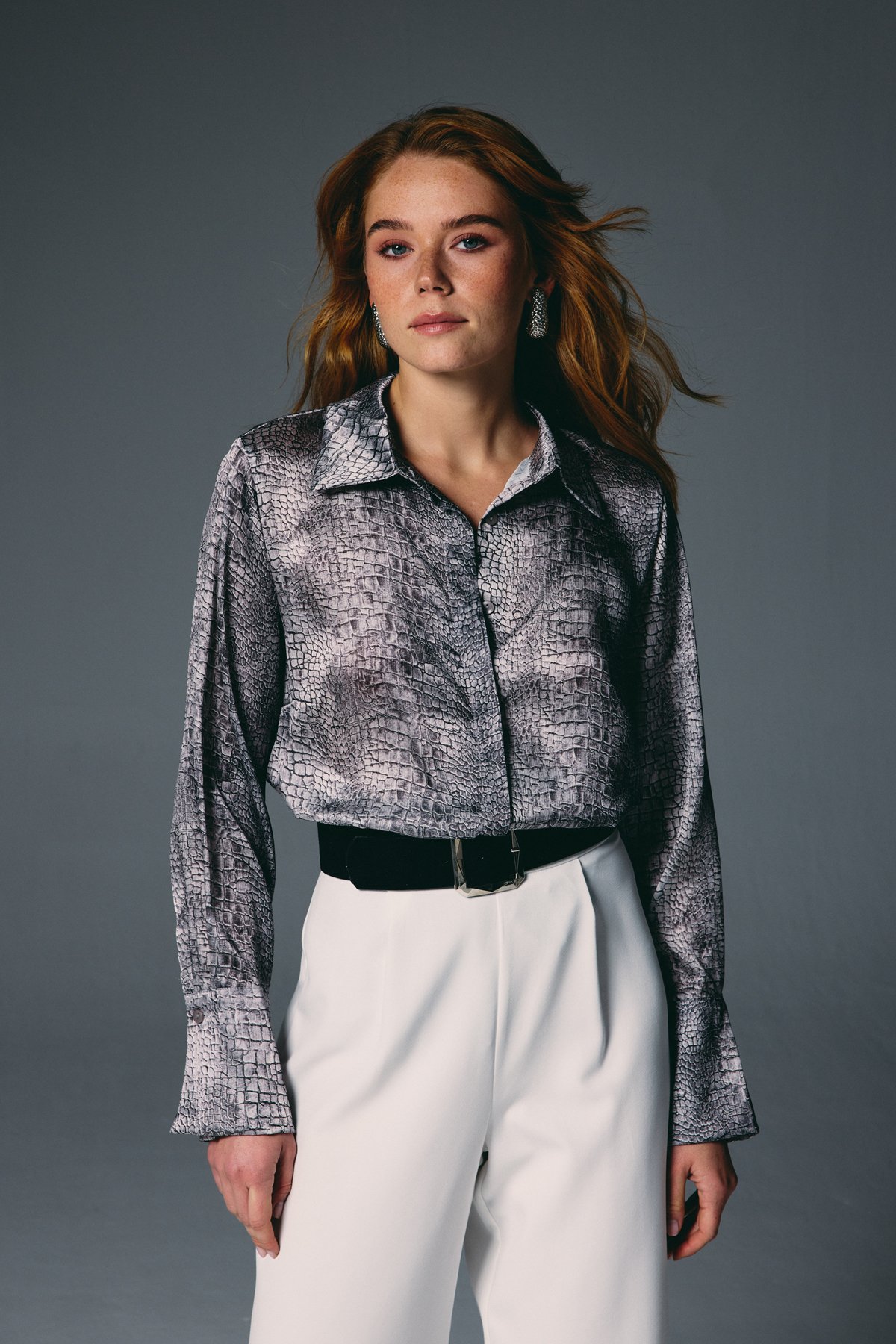 Klasik Desenli Gömlek - Gri