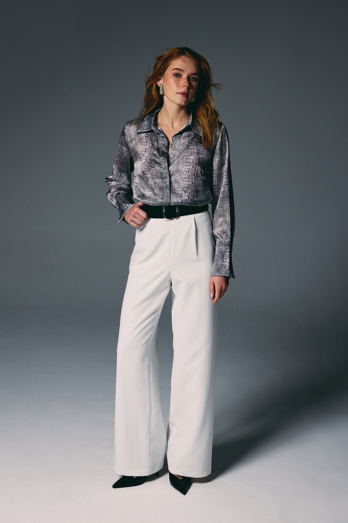 Klasik Desenli Gömlek - Gri