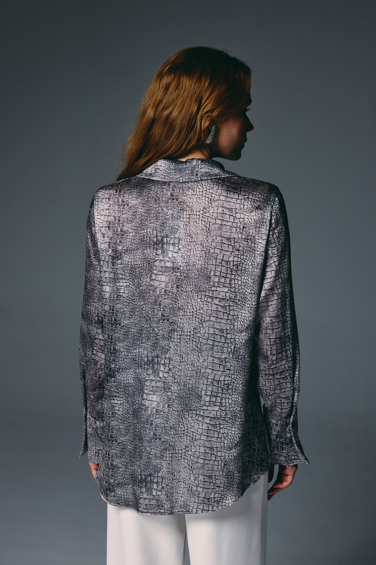 Klasik Desenli Gömlek - Gri