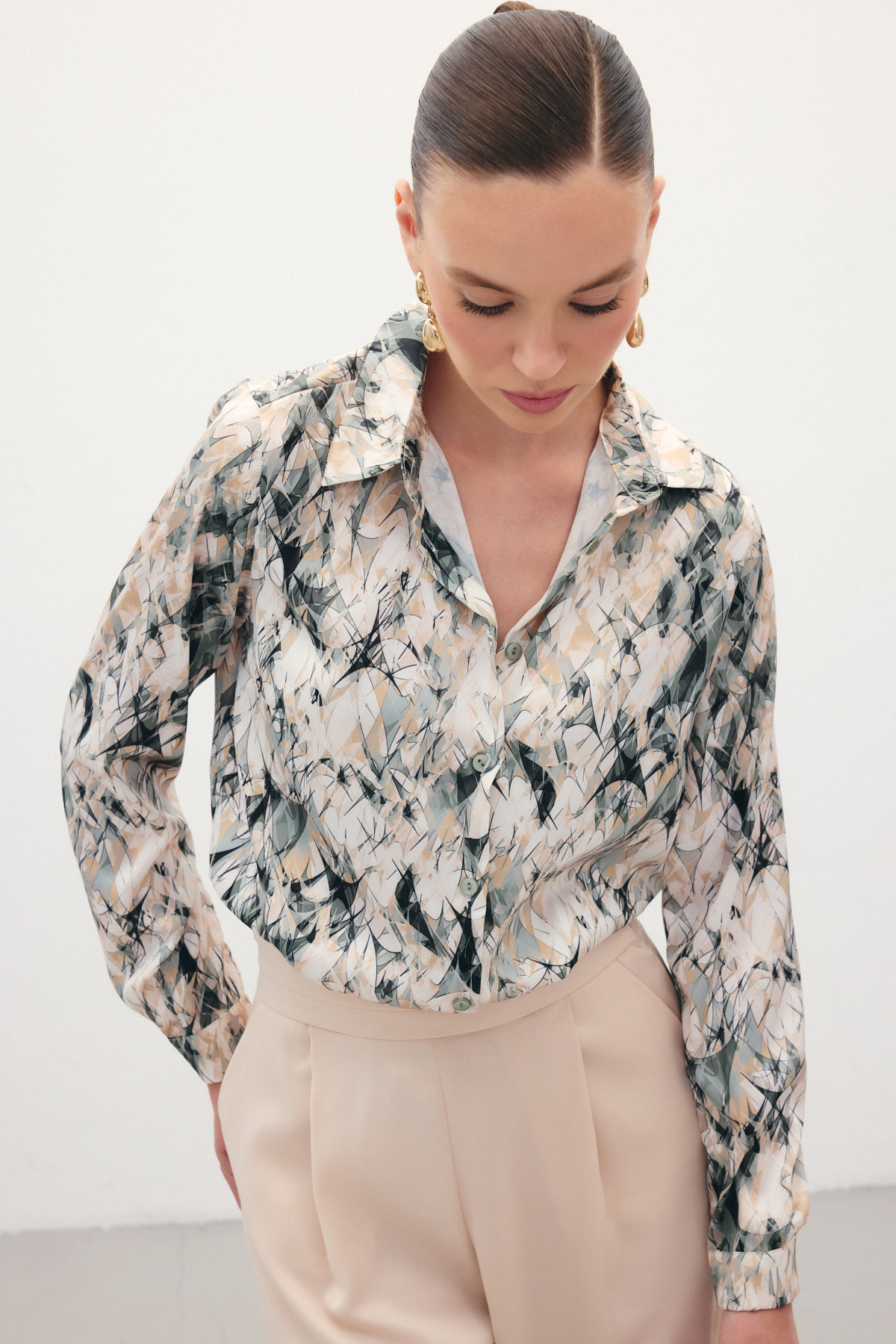 Klasik Desenli Gömlek - Haki