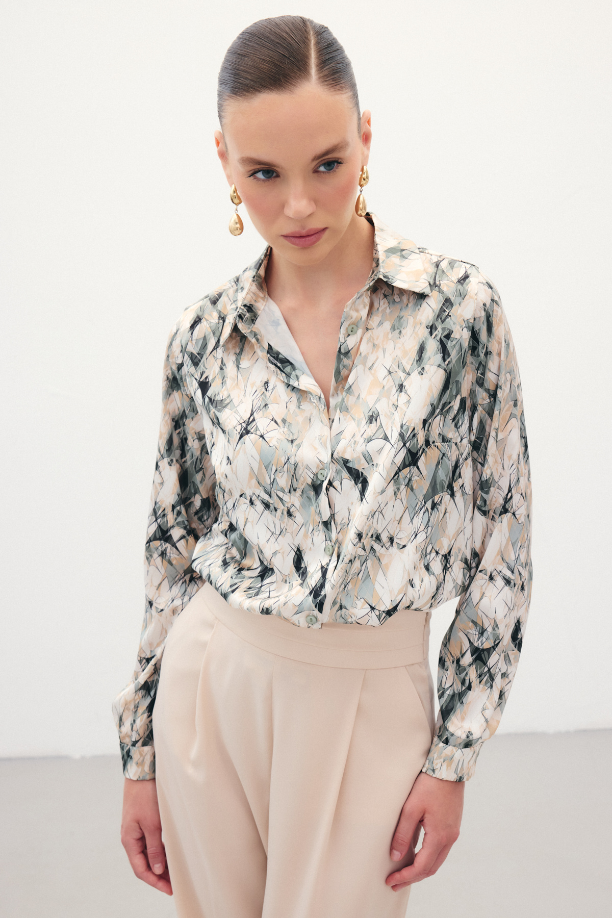 Klasik Desenli Gömlek - Haki