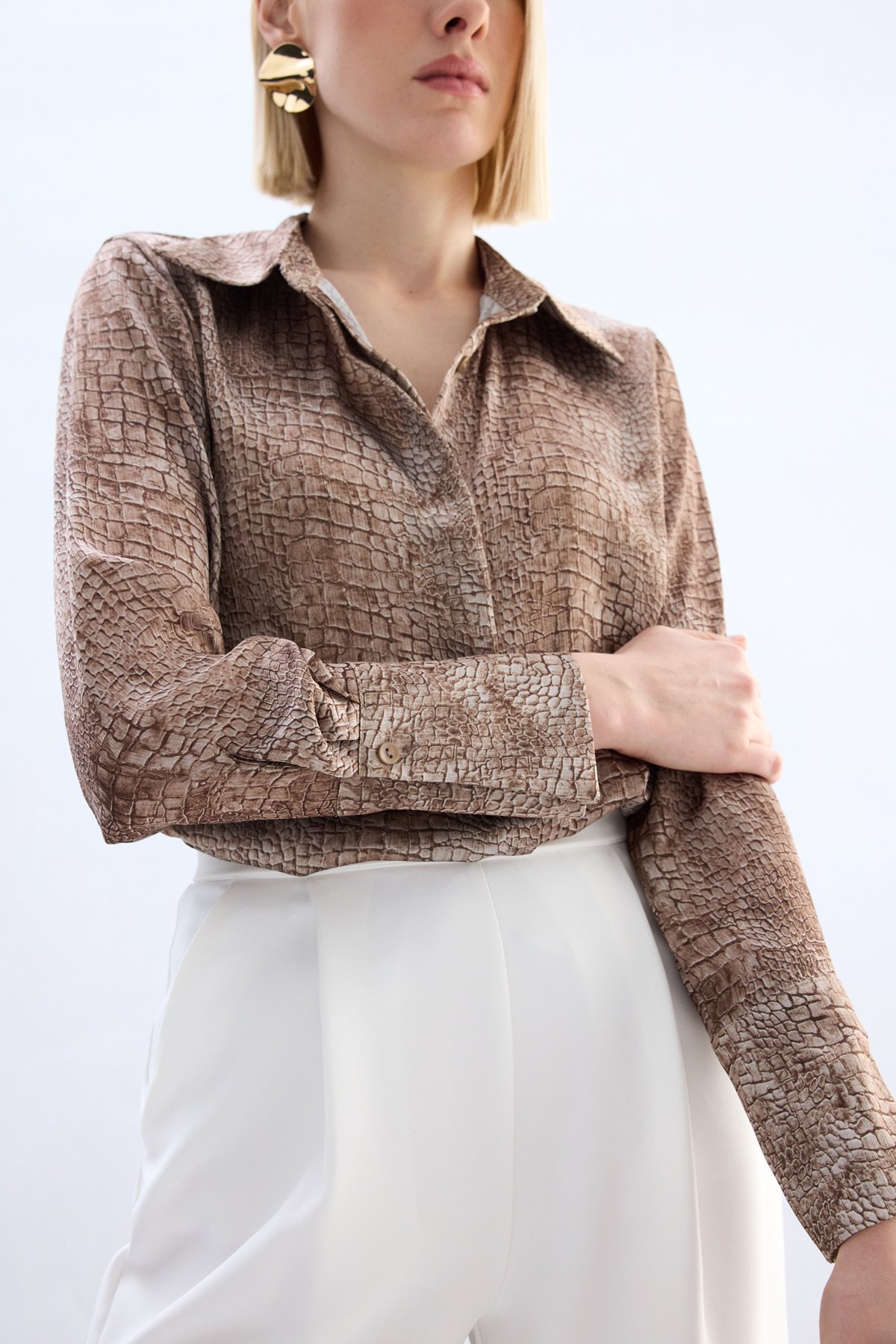 Klasik Desenli Gömlek - Kahve