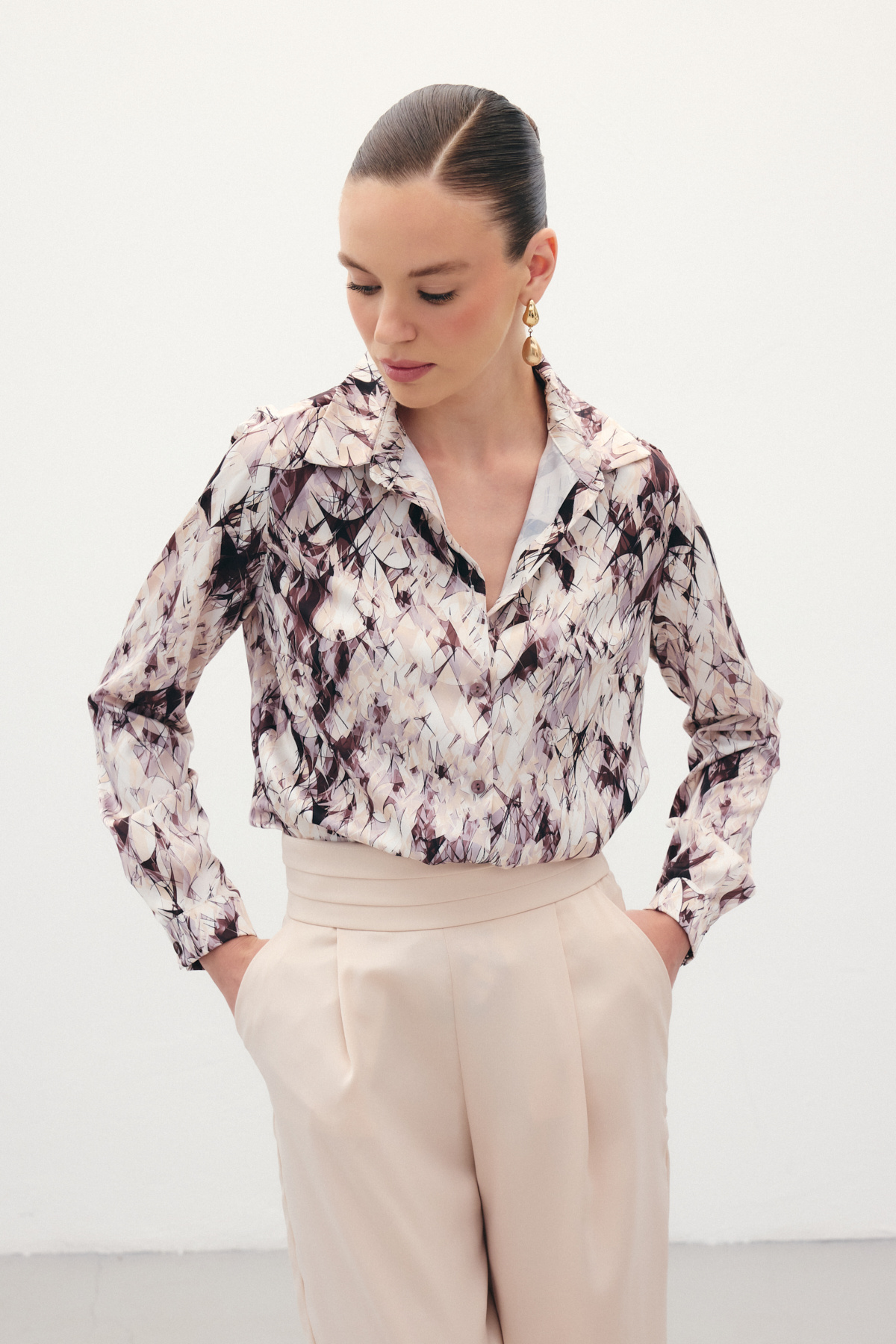 Klasik Desenli Gömlek - Kahve