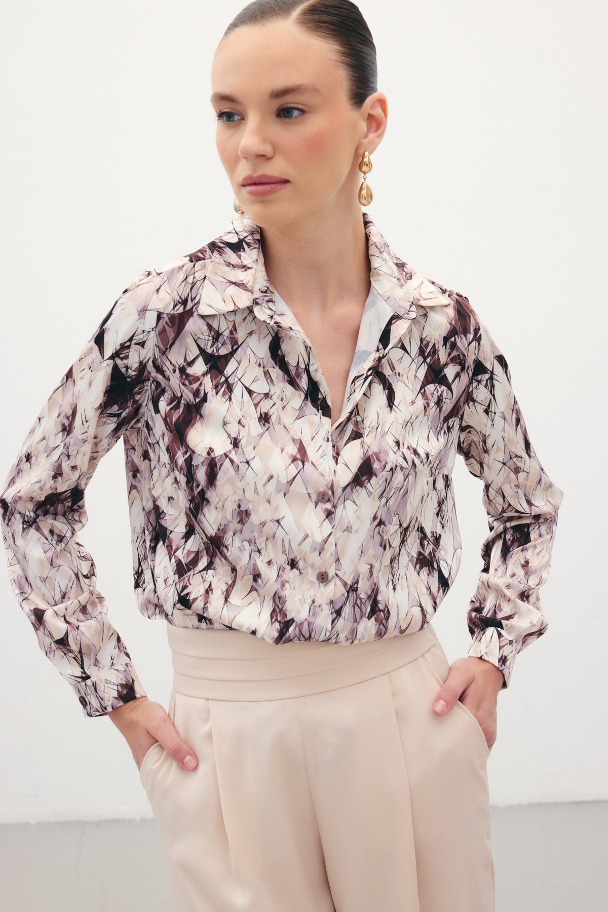 Klasik Desenli Gömlek - Kahve