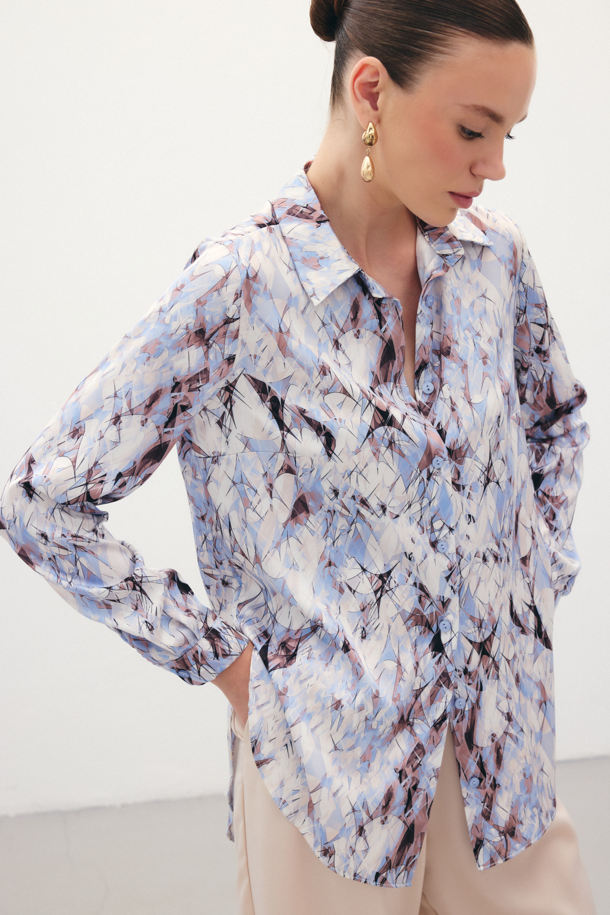 Klasik Desenli Gömlek - Mavi