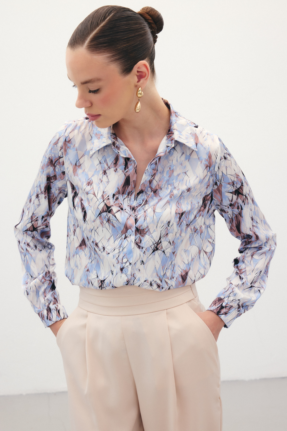 Klasik Desenli Gömlek - Mavi