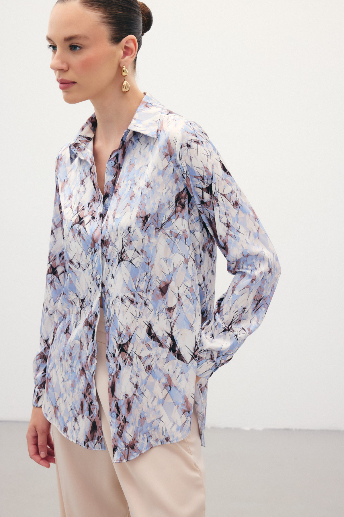 Klasik Desenli Gömlek - Mavi