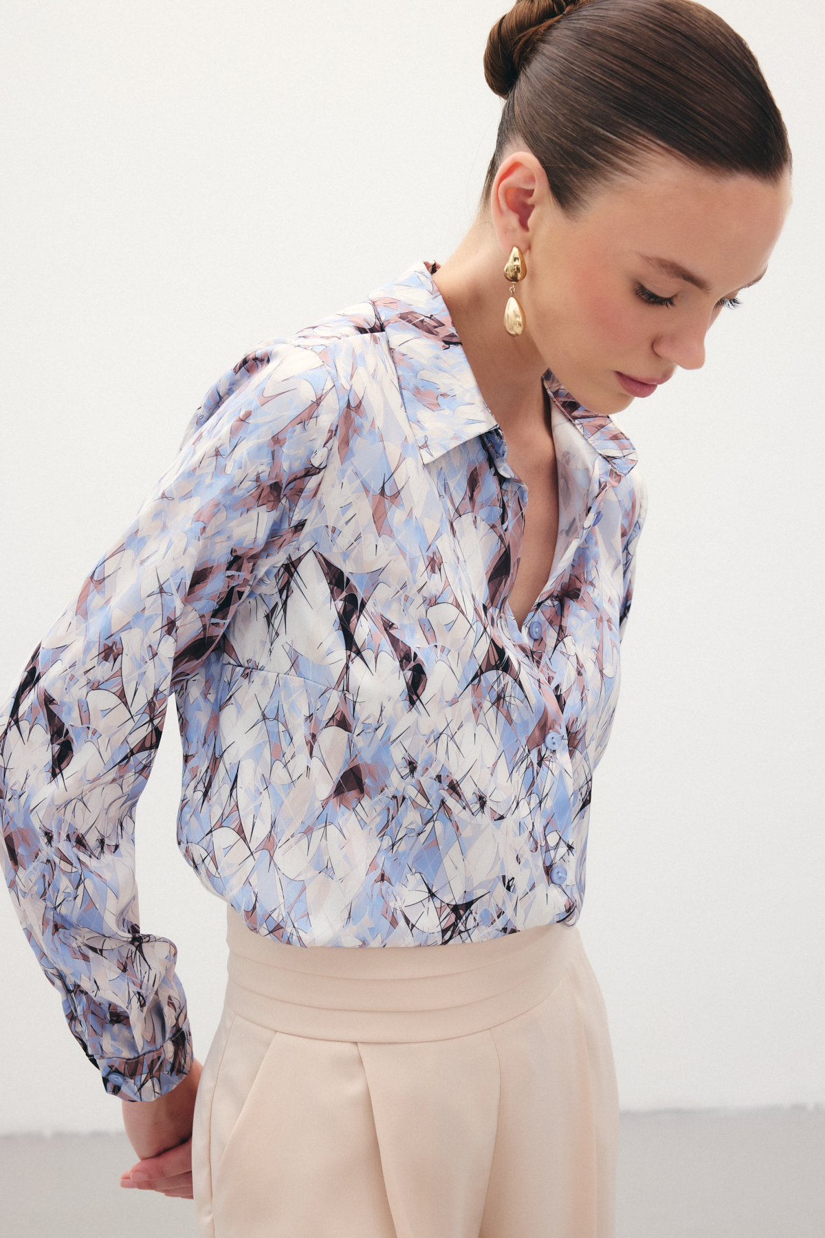 Klasik Desenli Gömlek - Mavi