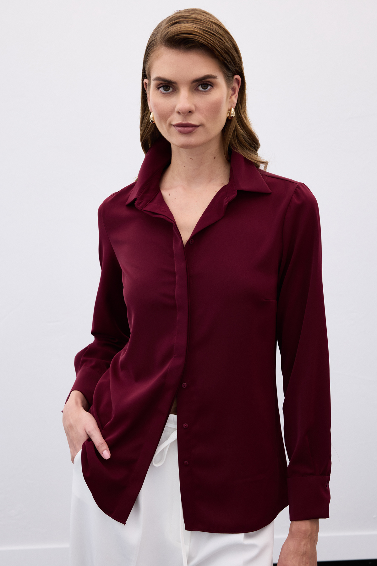 Classic Plain Shirt - Maroon
