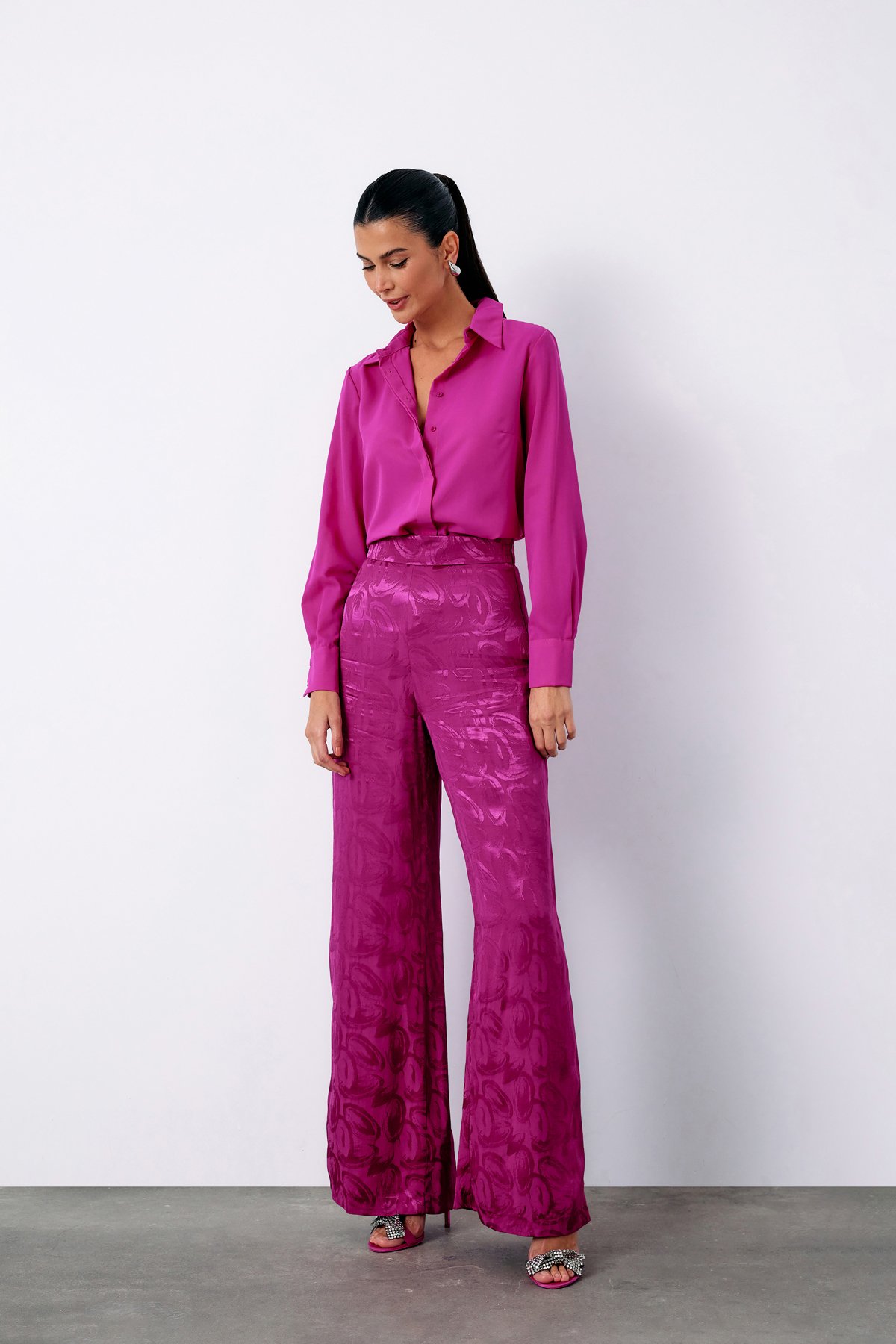 Klasik Düz Gömlek - FUŞYA