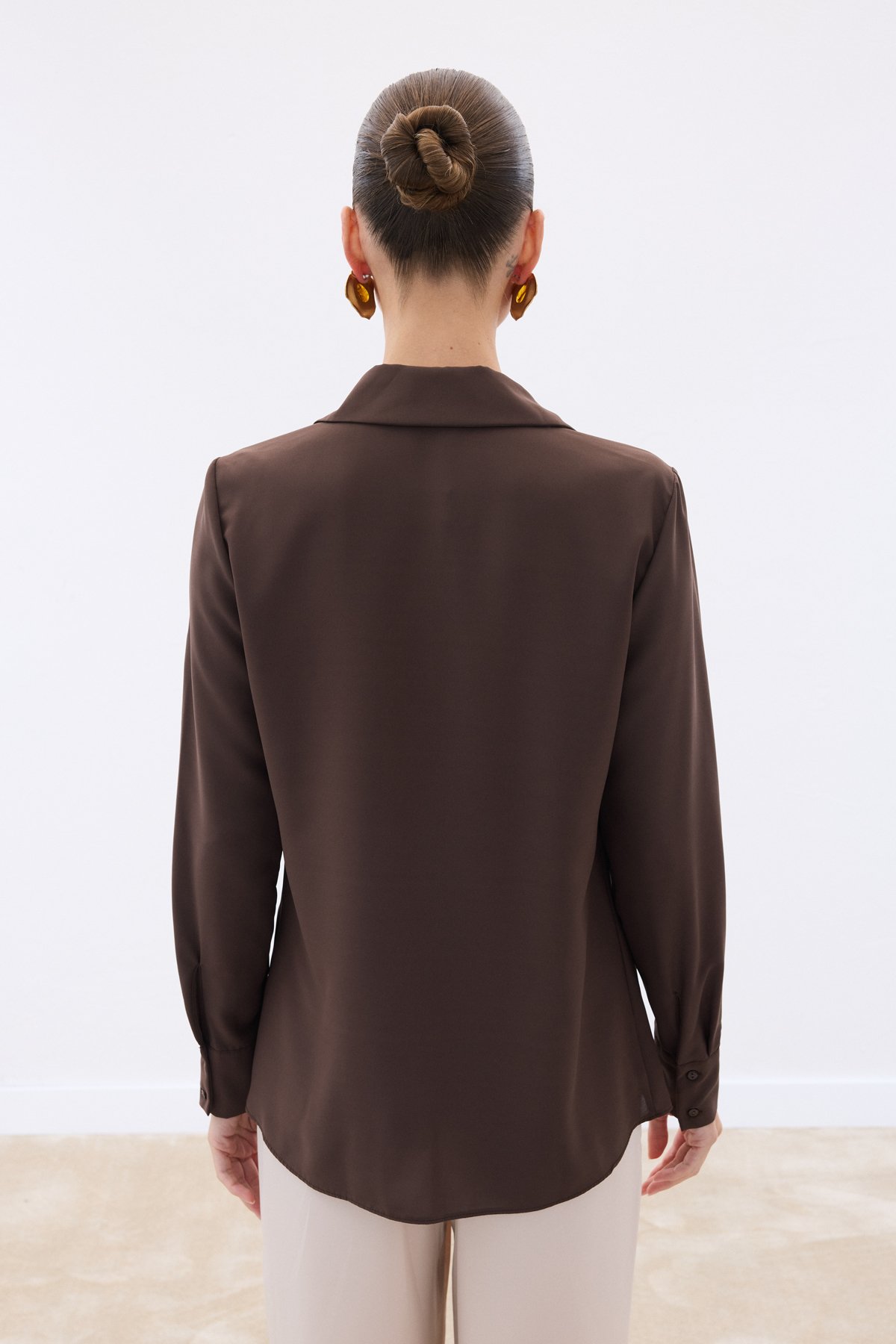 Klasik Düz Gömlek - Kahve