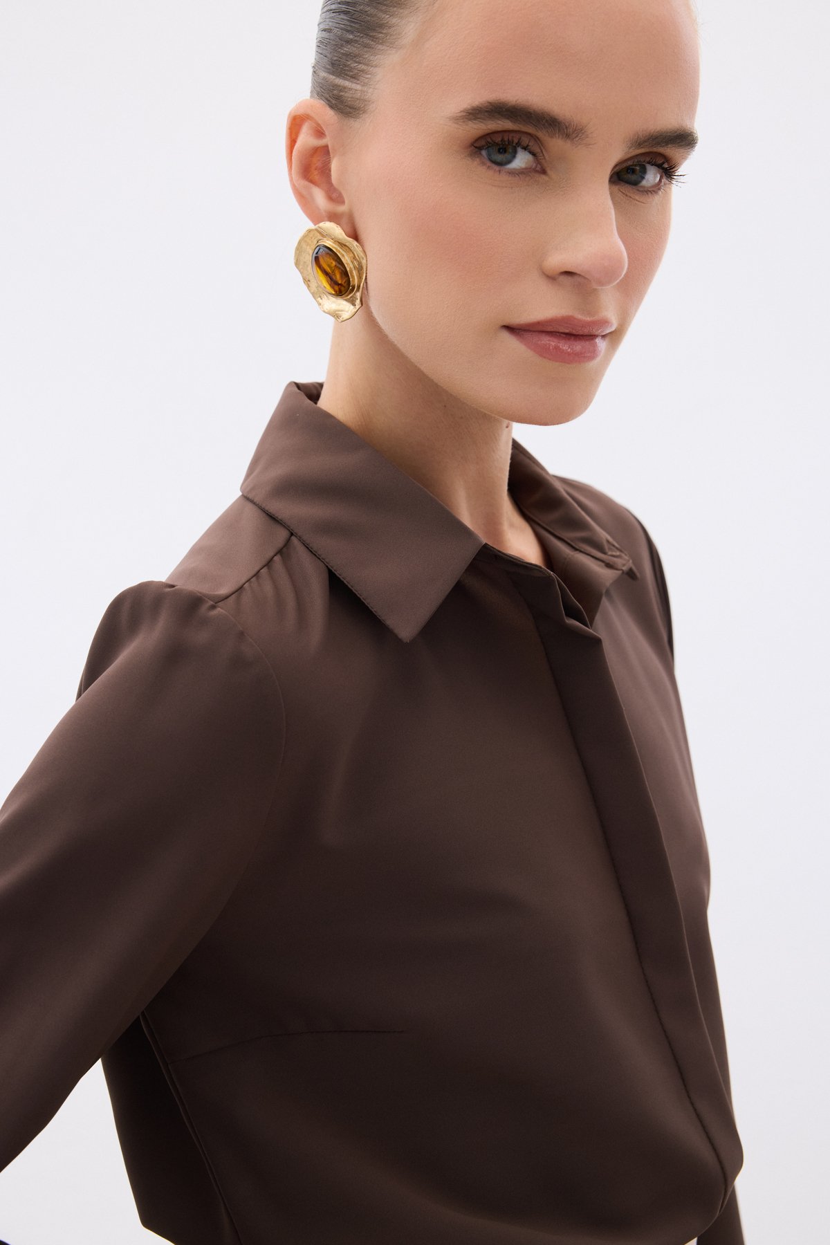 Klasik Düz Gömlek - Kahve