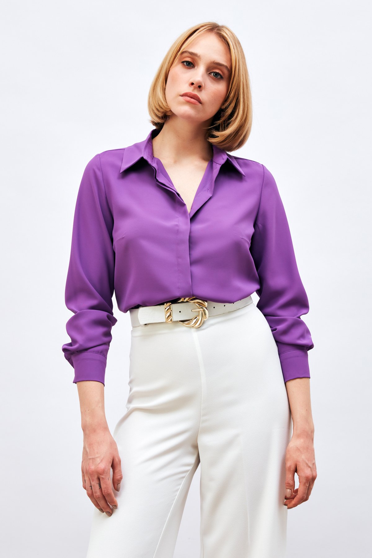 Klasik Düz Gömlek - MOR