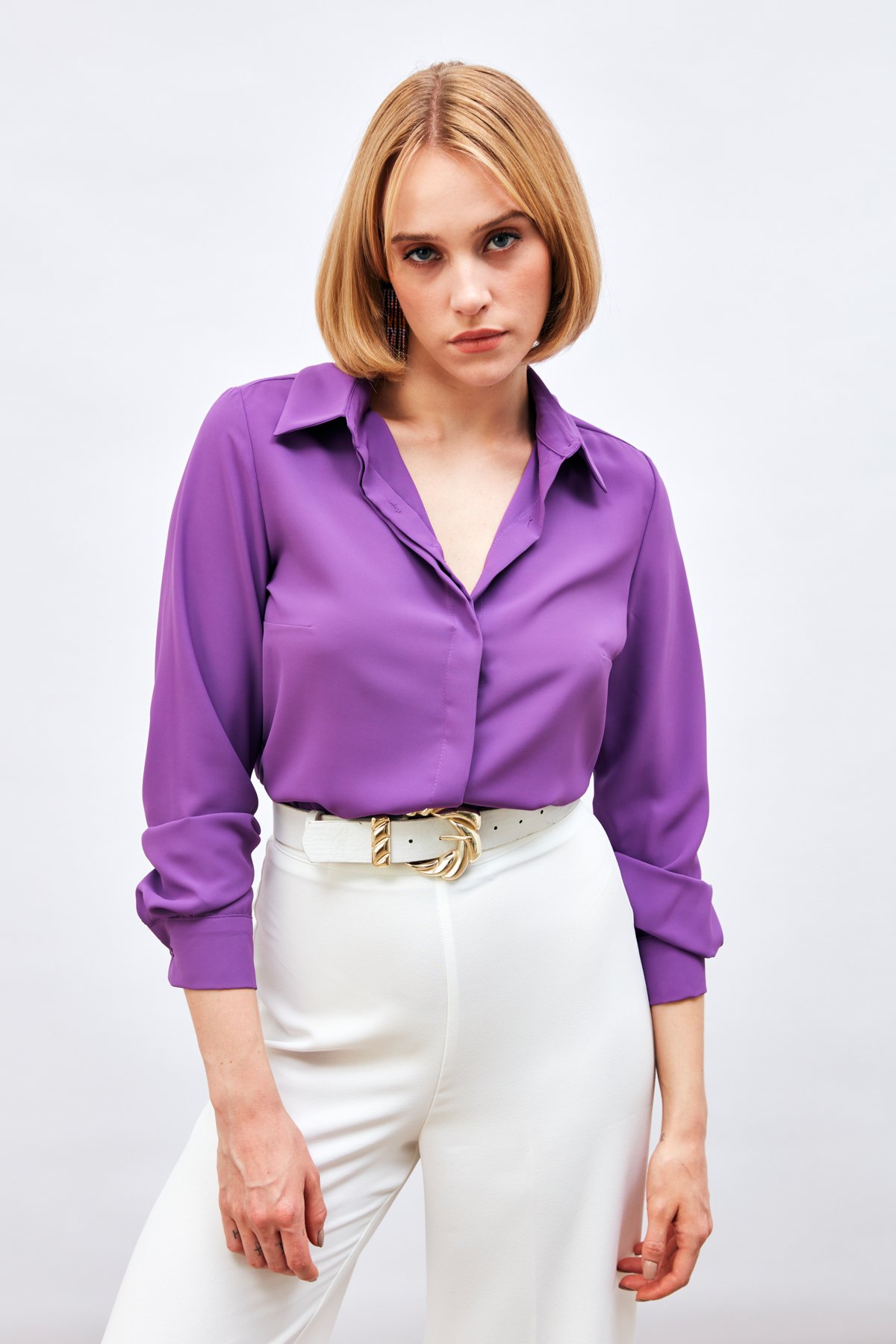 Klasik Düz Gömlek - MOR