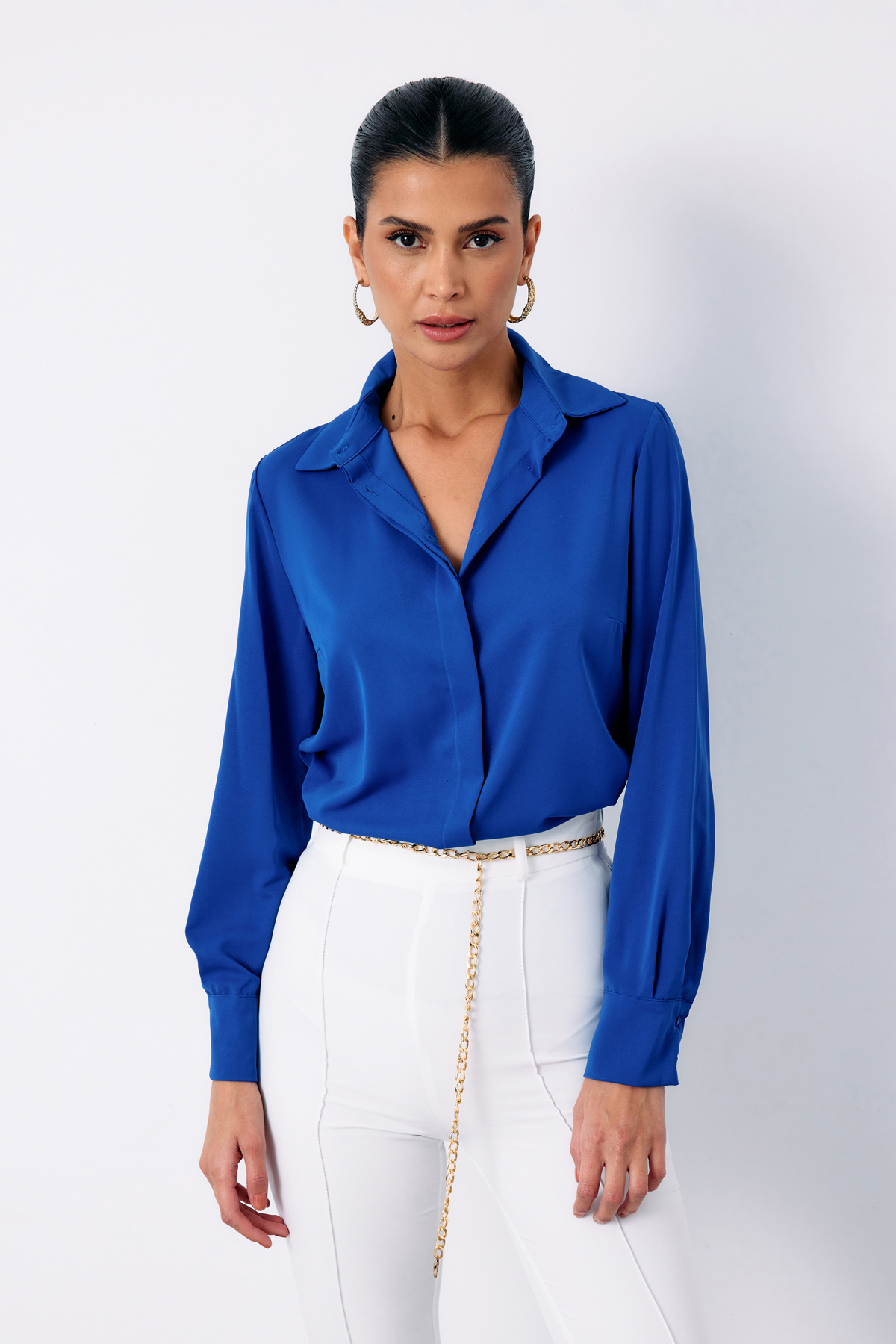 Klasik Düz Gömlek - SAX MAVİ