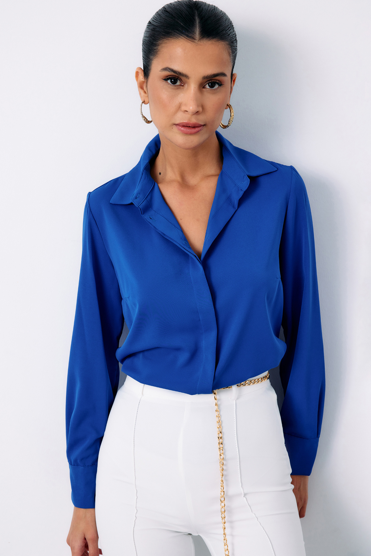 Klasik Düz Gömlek - SAX MAVİ