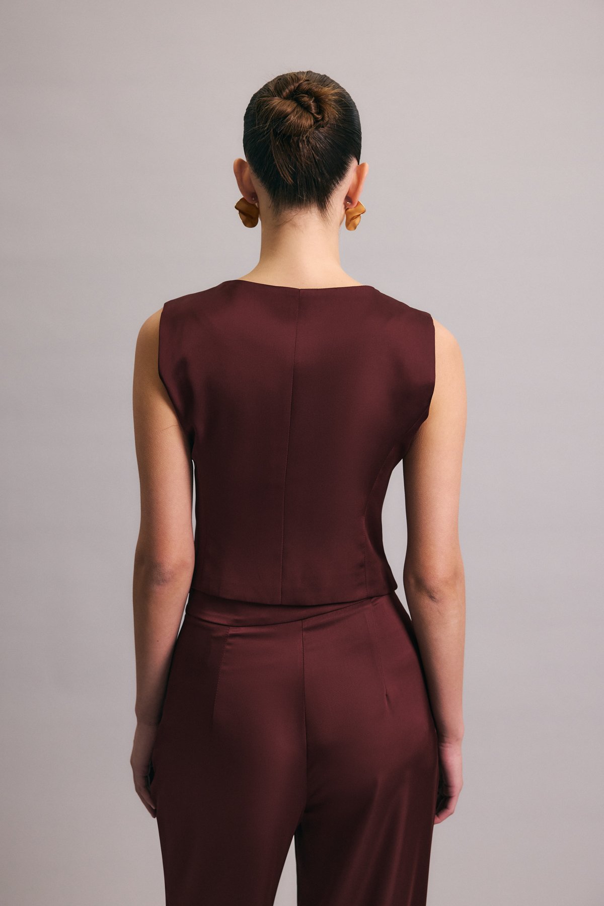 Classic Plain Vest - Maroon