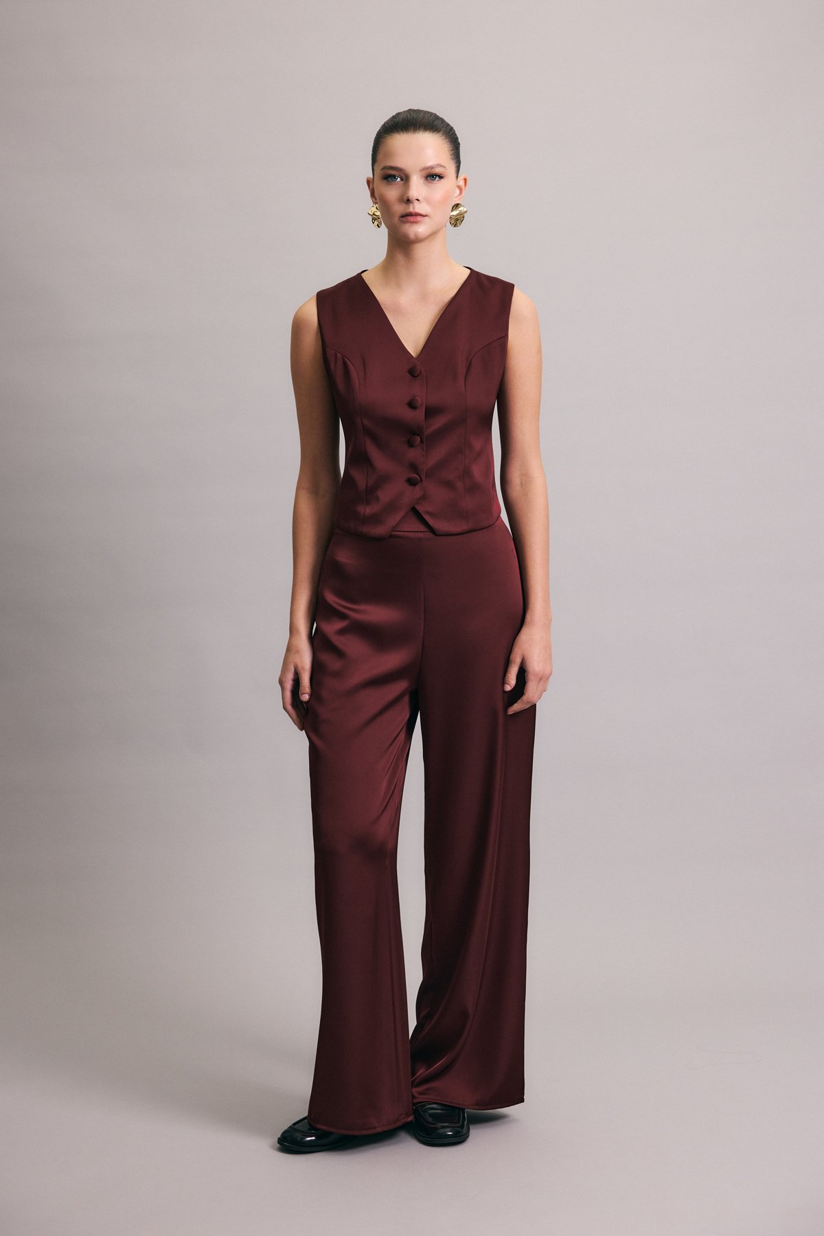 Classic Plain Vest - Maroon