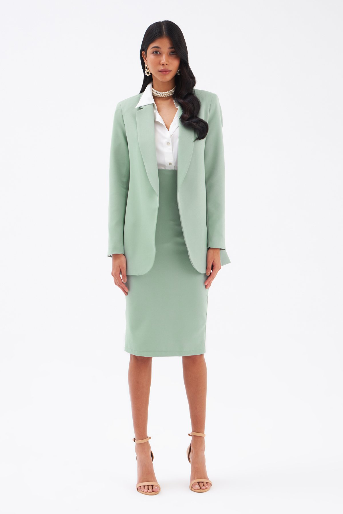 Klasik yaka slim fit ceket - ÇAĞLA YEŞİLİ