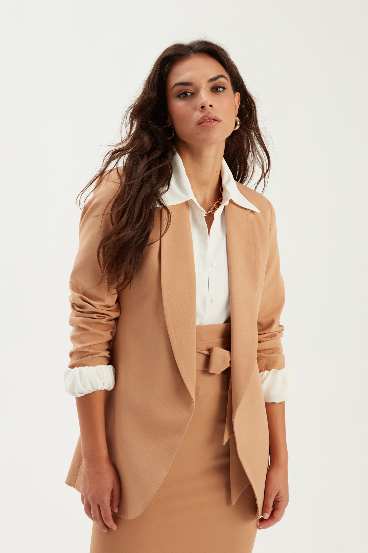 Klasik yaka slim fit ceket - CAMEL