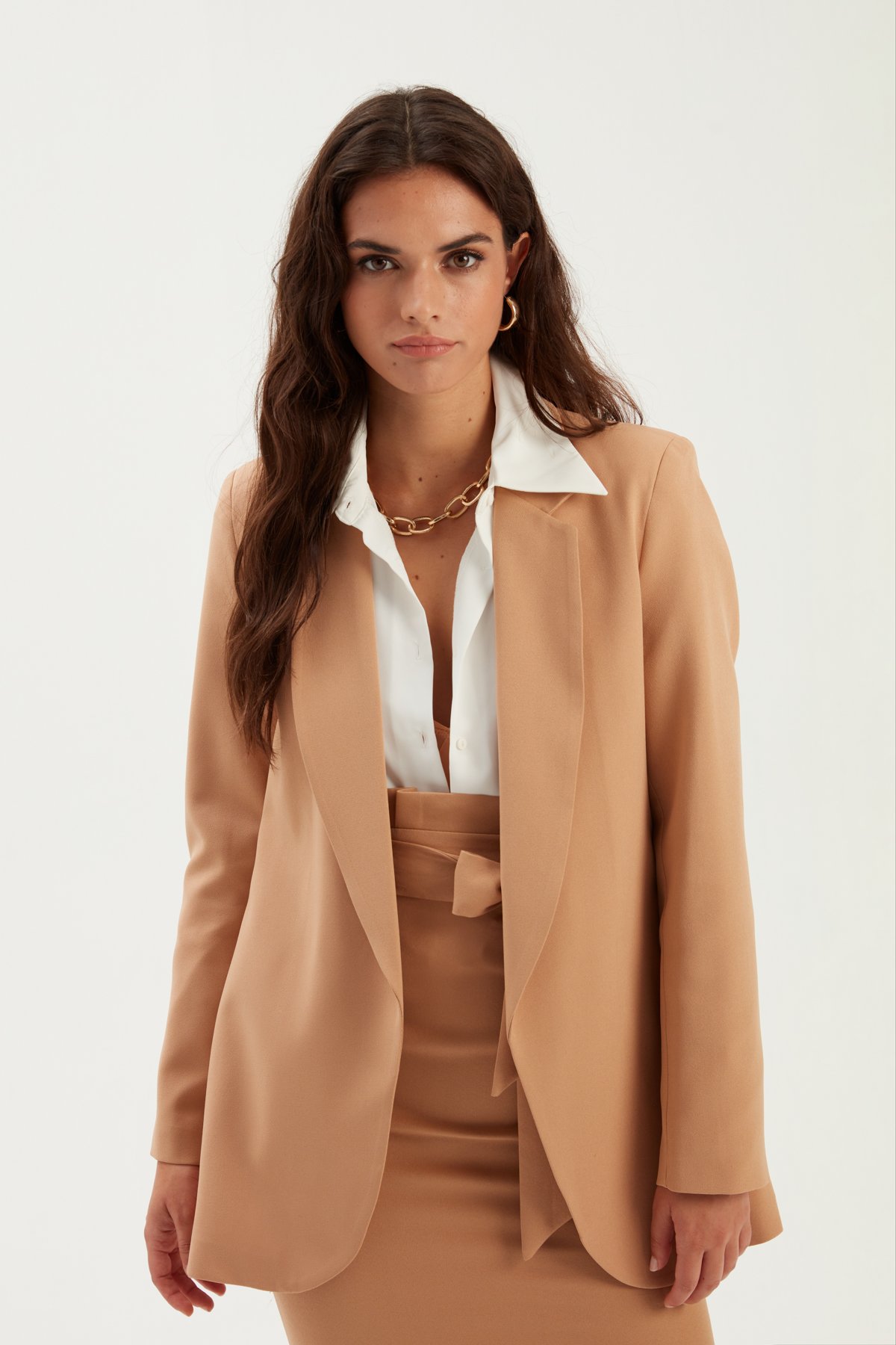 Klasik yaka slim fit ceket - CAMEL