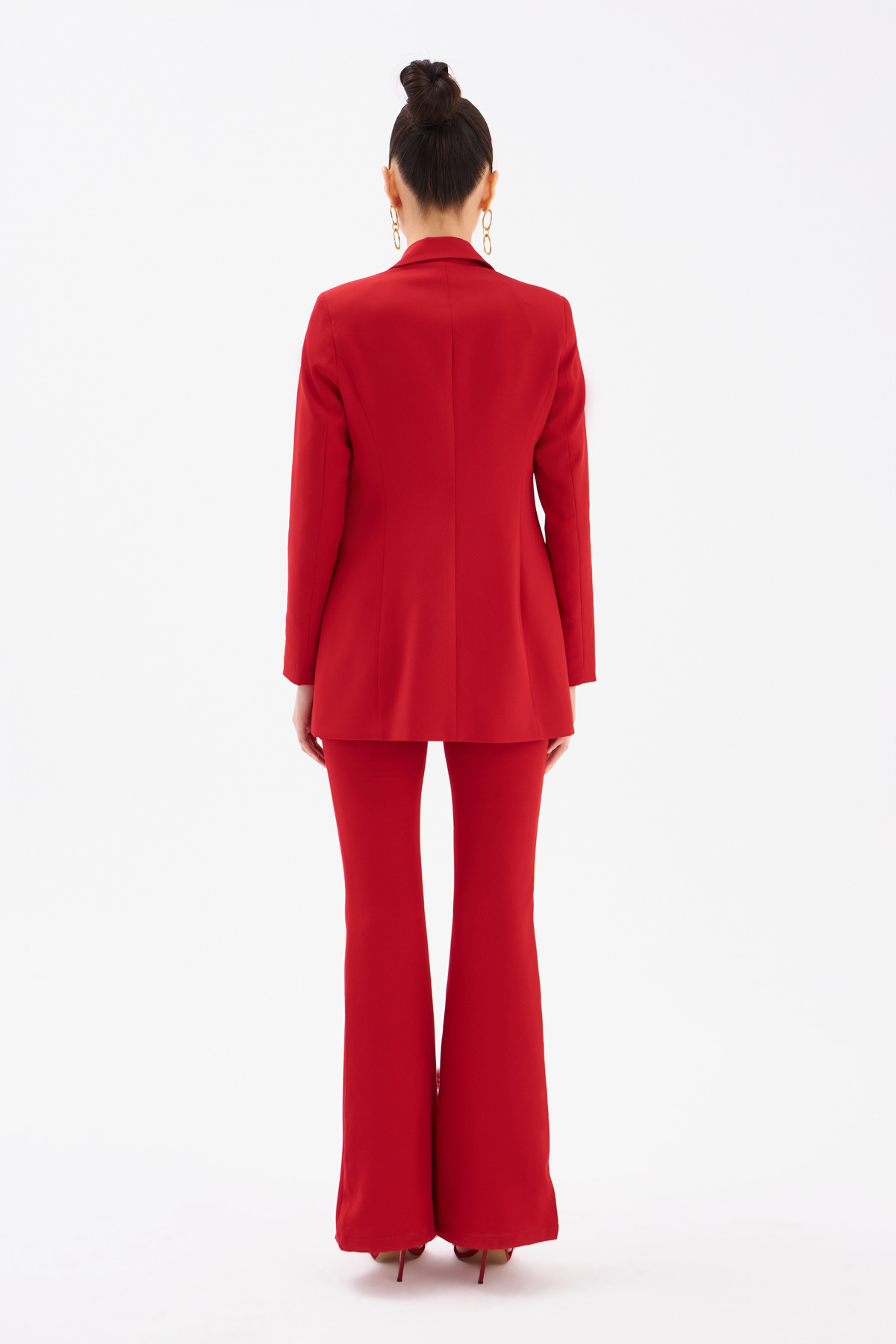 Klasik yaka slim fit ceket - KIRMIZI