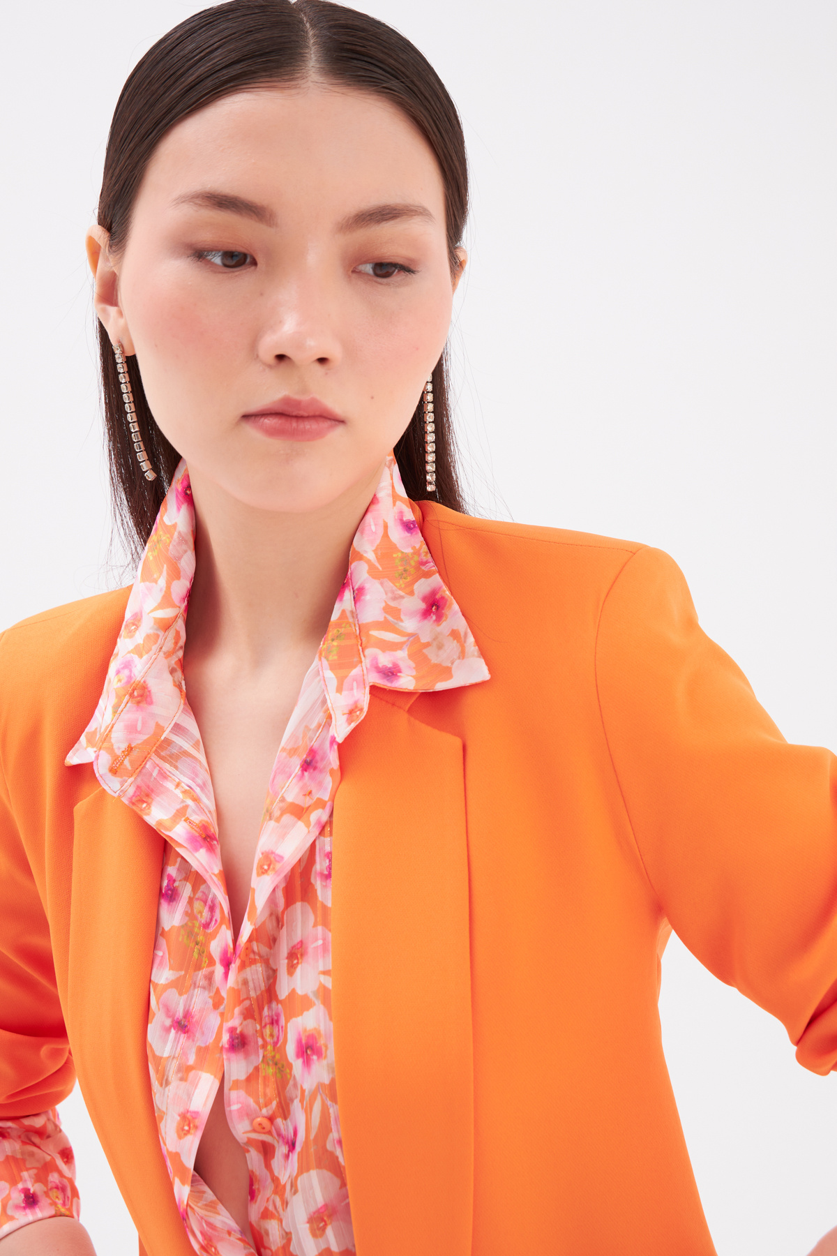 Classic collar slim fit jacket - ORANJ