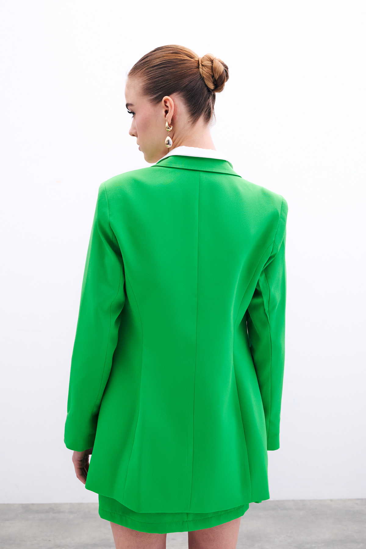 Klasik Yaka Uzun Ceket - Açık Yeşil