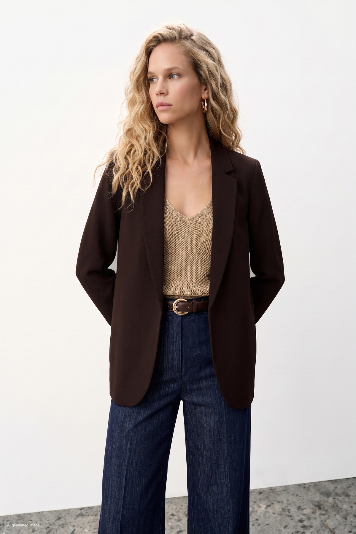 Classic Collar Long Jacket - Brown