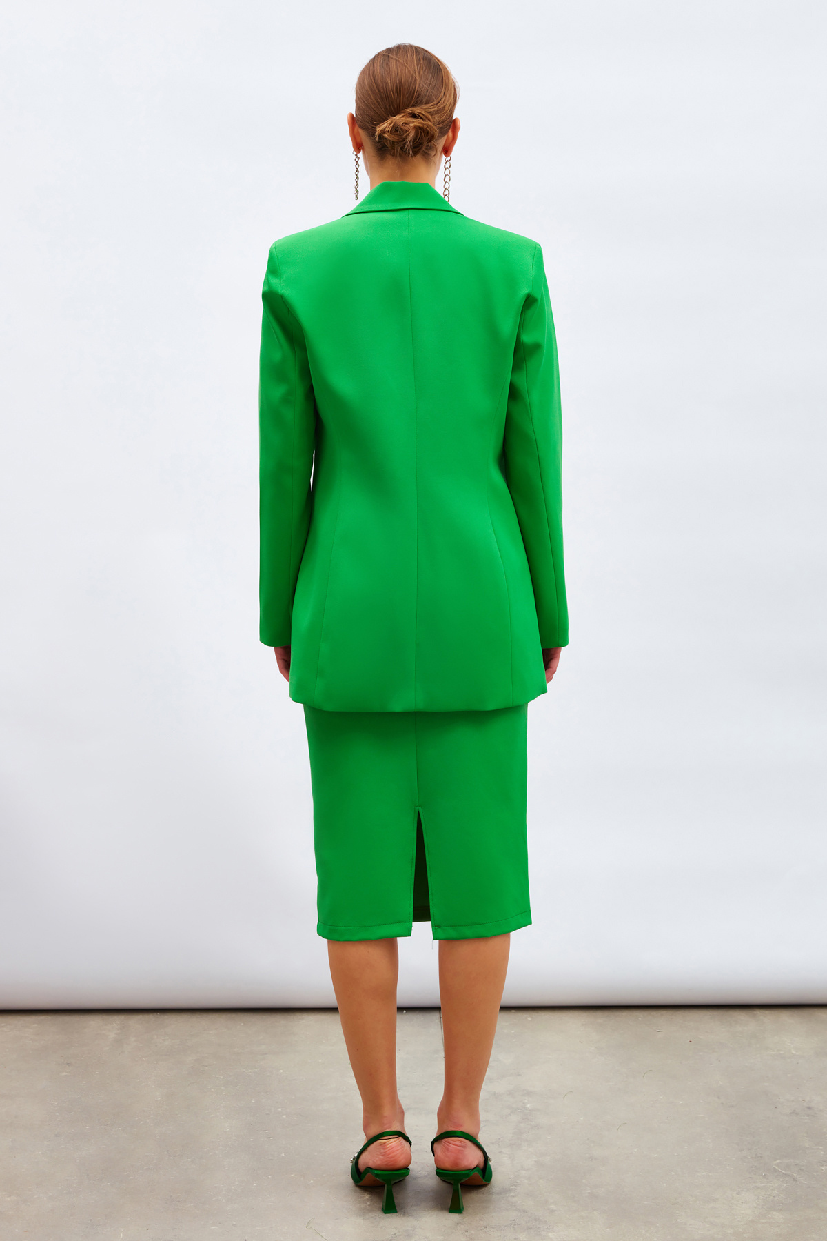 Klasik Yaka Uzun Ceket - KOYU YEŞİL